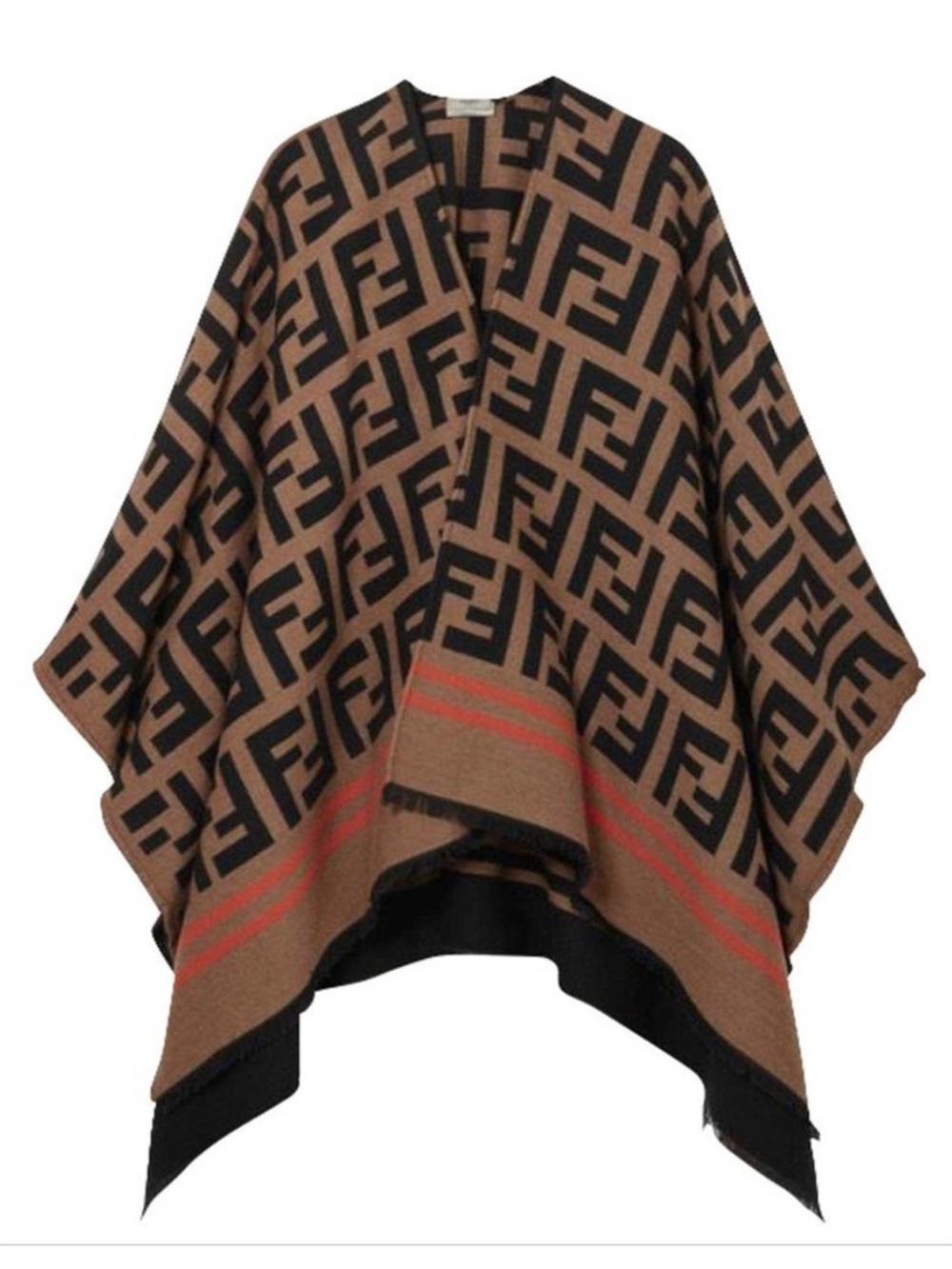 FENDI FF logo jacquard reversible poncho cape wrap